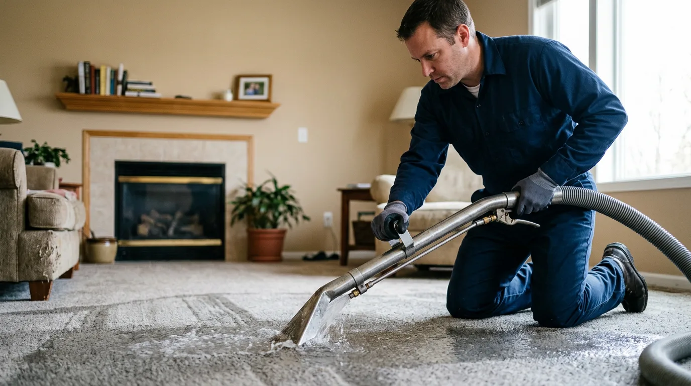 Water damage restoration technician working near Uniopolis, OH